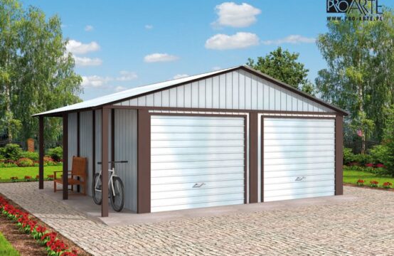 GB23 projekt garażu blaszanego dwustanowiskowego.