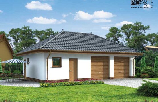 G195 garaż dwustanowiskowy z pomieszczeniami gospodarczymi