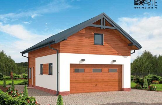 G298 garaż  dwustanowiskowy z pomieszczeniem gospodarczym i poddaszem użytkowym