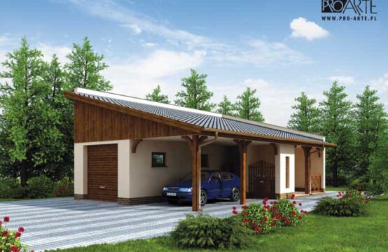 G169 garaż z wiatą i pomieszczeniem gospodarczym