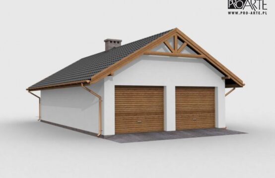 G1m szkielet drewniany, garaż dwustanowiskowy z pomieszczeniem gospodarczym