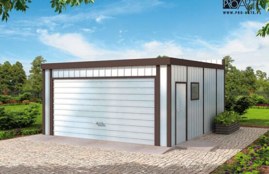 GB25 projekt garażu blaszanego jednostanowiskowego