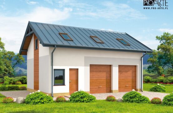 G295 szkielet drewniany garaż dwustanowiskowy z poddaszem użytkowym