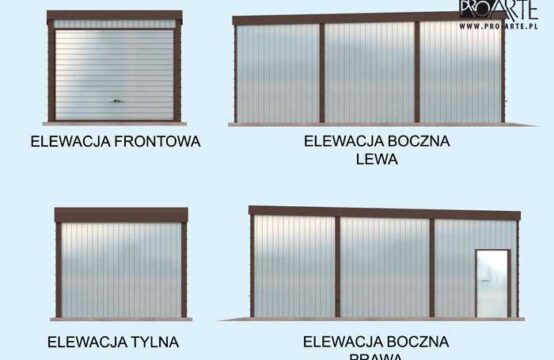 GB34 projekt garażu blaszanego jednostanowiskowego