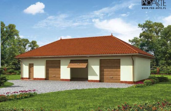 G218 garaż trzystanowiskowy z pomieszczeniami gospodarczymi