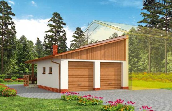 GP12 garaż dostawiany dwustanowiskowy z werandą