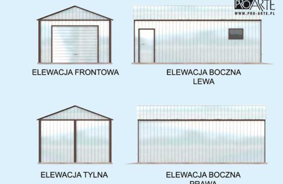GB29 projekt garażu blaszanego jednostanowiskowego