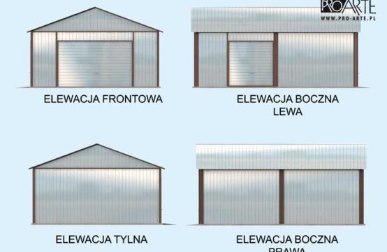 GB20 projekt garażu blaszanego dwustanowiskowego