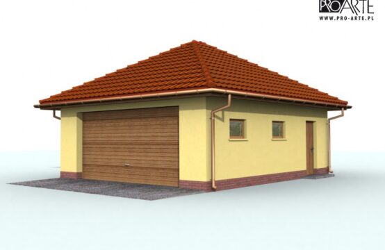 G61 szkielet drewniany garaż dwustanowiskowy z pomieszczeniem gospodarczym