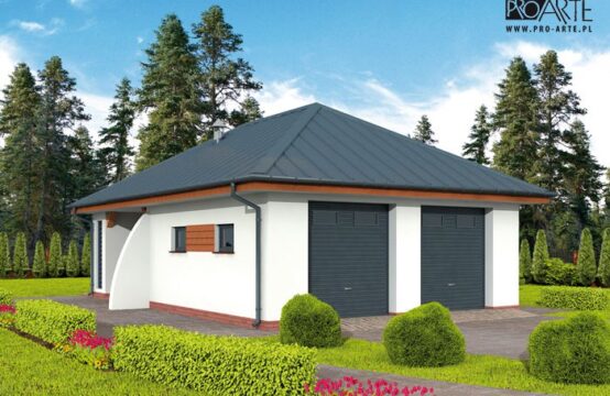 G320 garaż dwustanowiskowy z pomieszczeniem gospodarczym i altaną