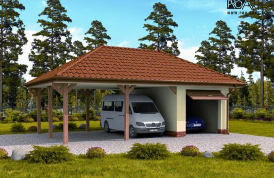 G249 garaż jednostanowiskowy z wiatą