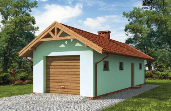 G1m bis szkielet drewniany, garaż jednostanowiskowy z pomieszczeniem gospodarczym
