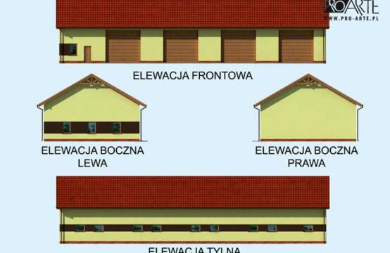 G221 garaż czterostanowiskowy z pomieszczeniami gospodarczymi