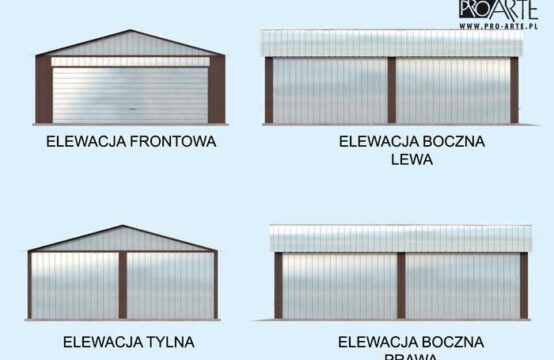 GB22 projekt garażu blaszanego dwustanowiskowego