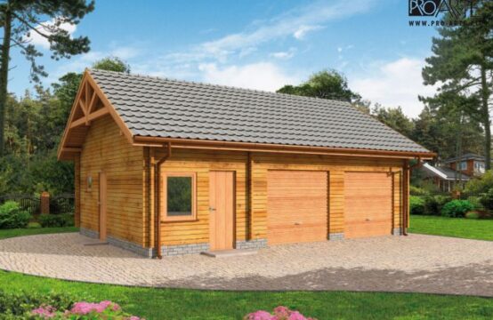 G84 garaż dwustanowiskowy z bali drewnianych