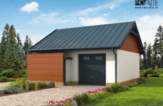 G290 garaż jednostanowiskowy z pomieszczeniem gospodarczym i weranda