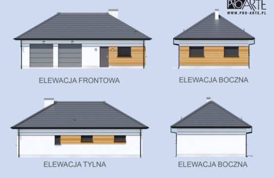 G363 garaż dwustanowiskowy z pomieszczeniami gospodarczymi