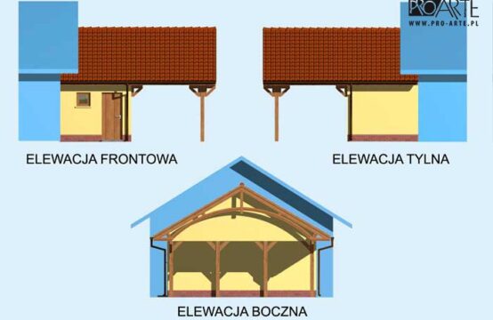 GP6 projekt wiaty garażowej dostawianej