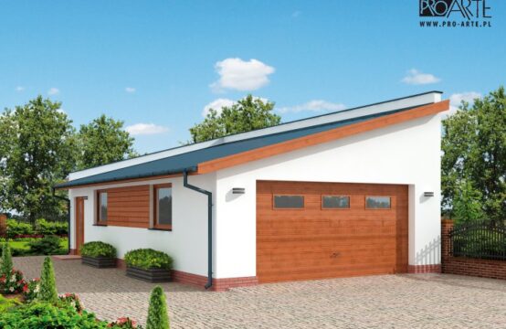 G318 szkielet drewniany garaż dwustanowiskowy z pomieszczeniem gospodarczym