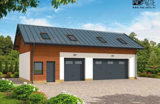 G299 garaż trzystanowiskowy z pomieszczeniem gospodarczym i poddaszem użytkowym