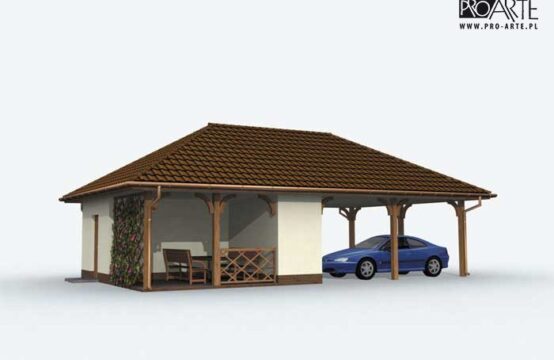 G155 wiata dwustanowiskowa z pomieszczeniem gospodarczym