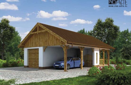 G168 garaż z wiatą i pomieszczeniem gospodarczym