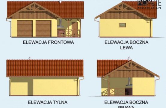 G64 garaż dwustanowiskowy z pomieszczeniem gospodarczym