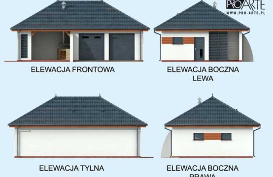 G315 garaż dwustanowiskowy z pomieszczeniem gospodarczym i altaną