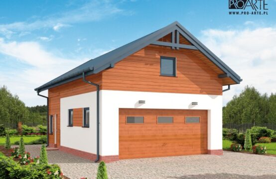 G298 szkielet drewniany garaż dwustanowiskowy z poddaszem użytkowym