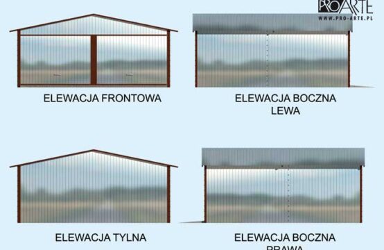 GB1 projekt garażu blaszanego dwustanowiskowego