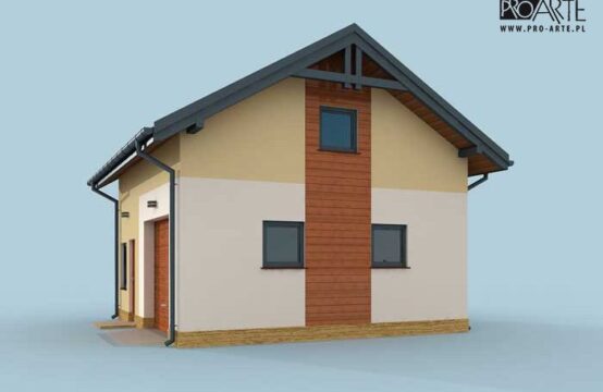 G297 szkielet drewniany garaż jednostanowiskowy z pomieszczeniem gospodarczym i poddaszem użytkowym