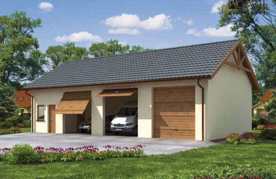 G38 garaż trzystanowiskowy z pomieszczeniami gospodarczymi