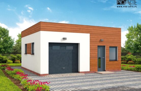 G308 szkielet drewniany garaż jednostanowiskowy z pomieszczeniem gospodarczym