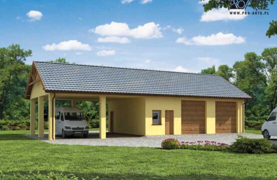 G209 garaż dwustanowiskowy z wiatą garażową