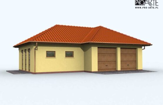 G72 garaż dwustanowiskowy z pomieszczeniami rekreacyjnymi i sauną