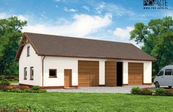 G206 garaż trzystanowiskowy, szkielet drewniany