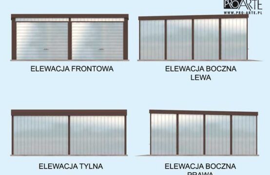 GB14 projekt garażu blaszanego dwustanowiskowego