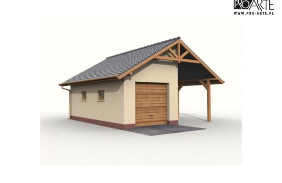 G31 garaż jednostanowiskowy z wiatą samochodową