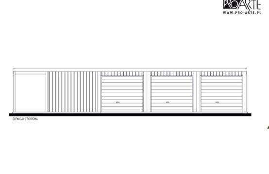 GB67 projekt garażu blaszanego trzystanowiskowego z wiatą