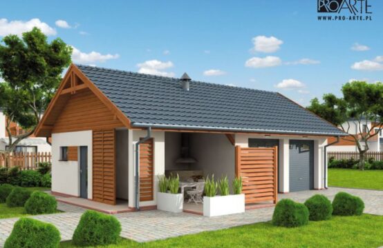 G321 garaż dwustanowiskowy z pomieszczeniem gospodarczym i altaną