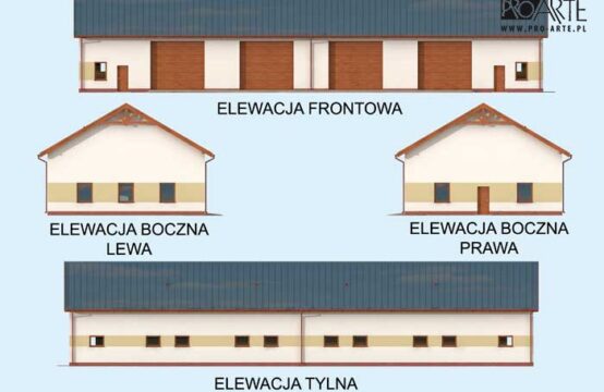 G307 garaż czterostanowiskowy z pomieszczeniami gospodarczymi