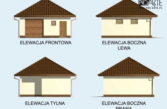 G74 szkielet drewniany garaż jednostanowiskowy z pomieszczeniem gospodarczym