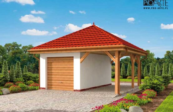 G266 garaż jednostanowiskowy z wiatą