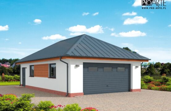 G319 szkielet drewniany garaż dwustanowiskowy z pomieszczeniem gospodarczym