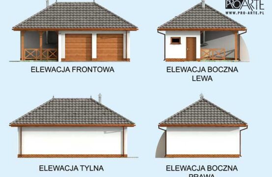 G255 garaż dwustanowiskowy z pomieszczeniem gospodarczym i altaną