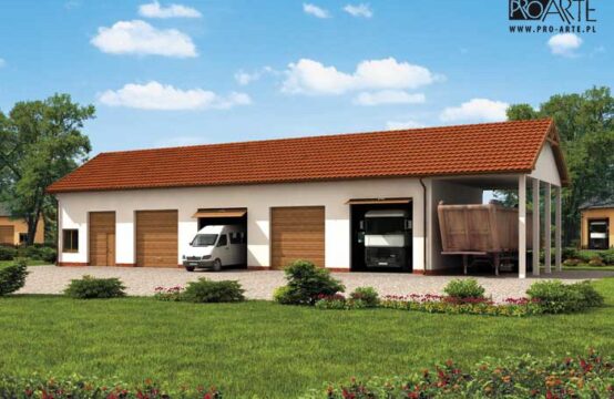 G225 garaż czterostanowiskowy z pomieszczeniami gospodarczymi