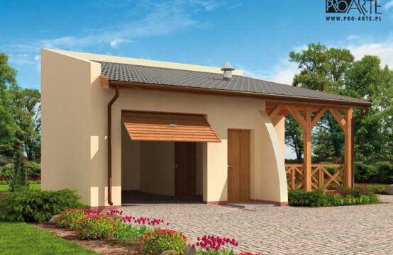 G39 garaż jednostanowiskowy z wiatą rekreacyjną