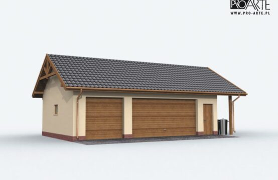 G156 szkielet drewniany garaż trzystanowiskowy z pomieszczeniem gospodarczym