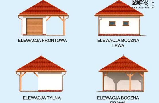 G266 garaż jednostanowiskowy z wiatą