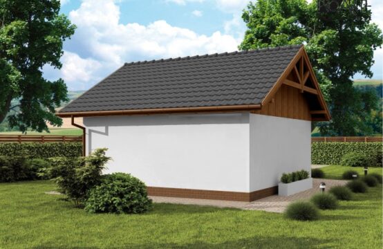G73B szkielet drewniany projekt garażu jednostanowiskowego z pomieszczeniem gospodarczym